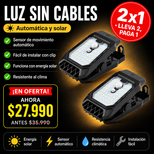 SolarClip™ 2X1 | Lámpara LED Solar con Sensor de Movimiento